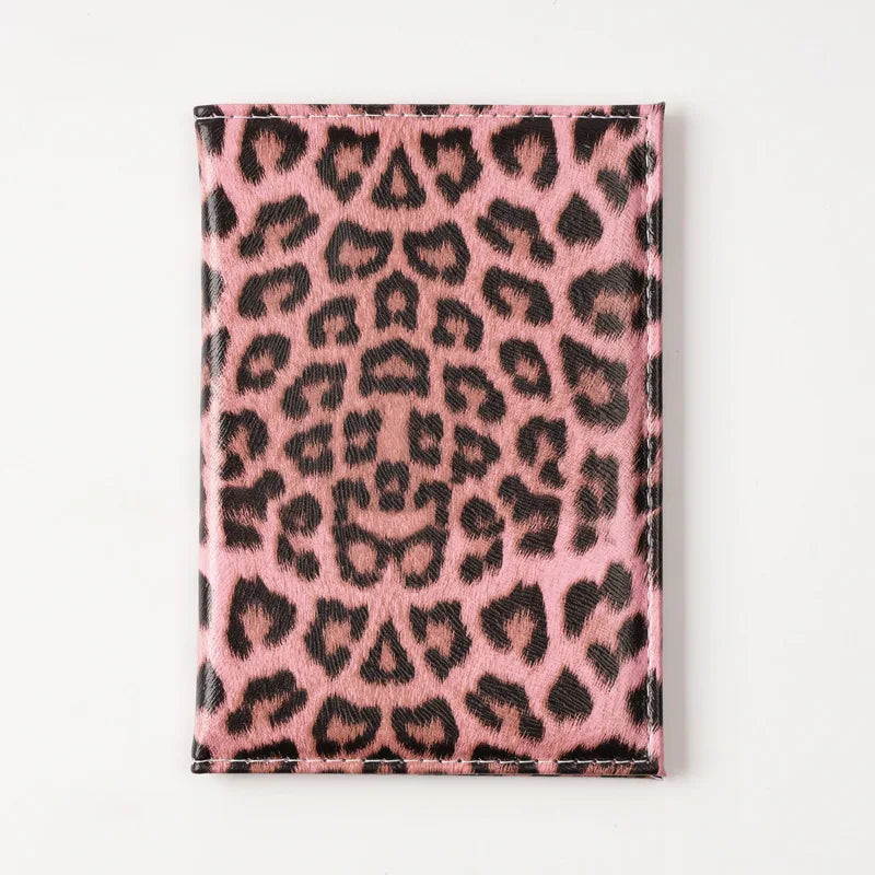 Leopard Print Passport Protective Cover Travel Holder Wallet Gift Pu Leather Card Case Unisex