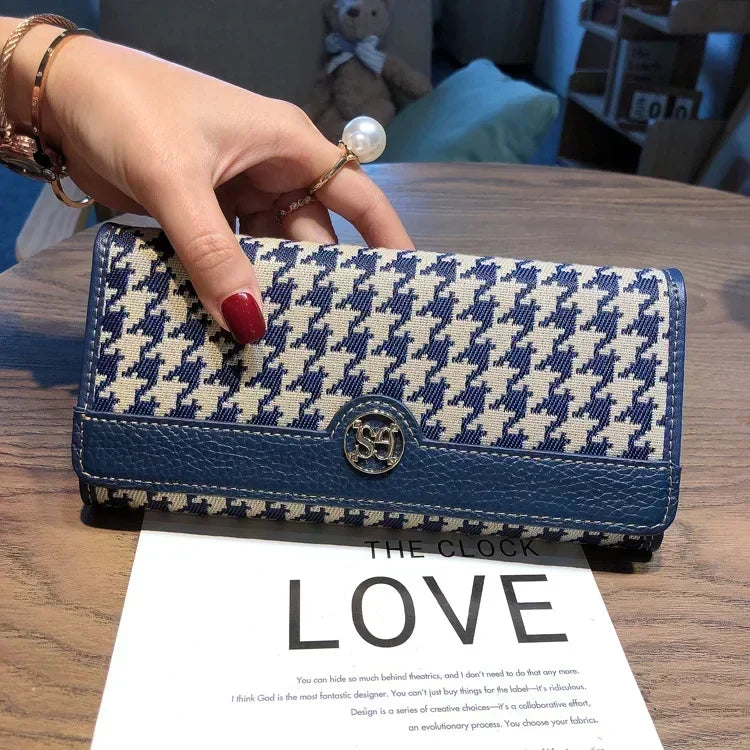 Leather Long Purse Ladies Wallet Niche Design Multi-Card Bag Canvas Coin Premium Large Capacity