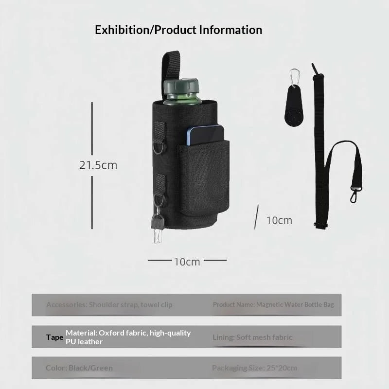 Portable Magnetic Non Slip Water Bottle Sling Bag Adjustable Carrier Holder Gym Outdoor Workout