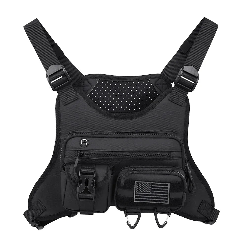 Outdoor Sports Chest Bag Oxford Fabric Cycling Breathable Vest Waistcoat Tactical Back Chest Bag