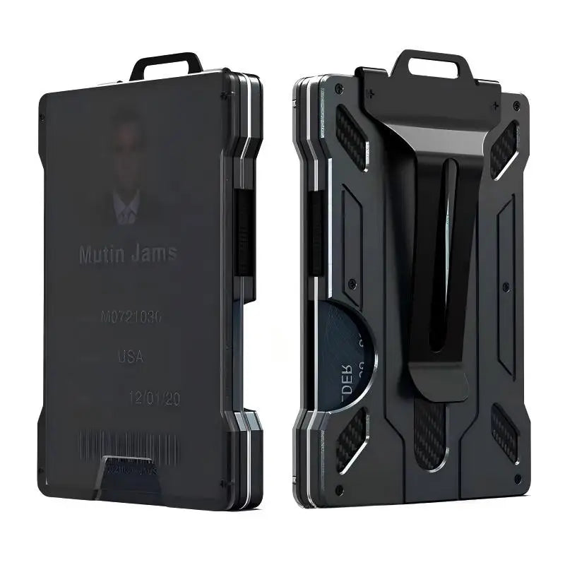 Homefish Slim Metal Wallet Men Rfid Blocking Money Clip Clear Id Window Carbon Fiber Texture Travel