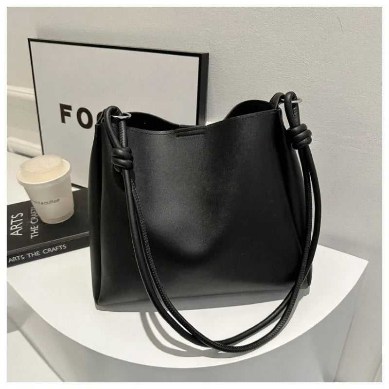 Leather Bucket Tote Bag – Women's Crossbody Shoulder Bag