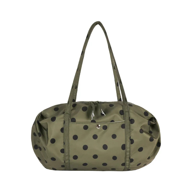 Korean Polka Dot Tote Bag Lightweight Nylon Handbag Women Casual Commute Shoulder Large Capacity