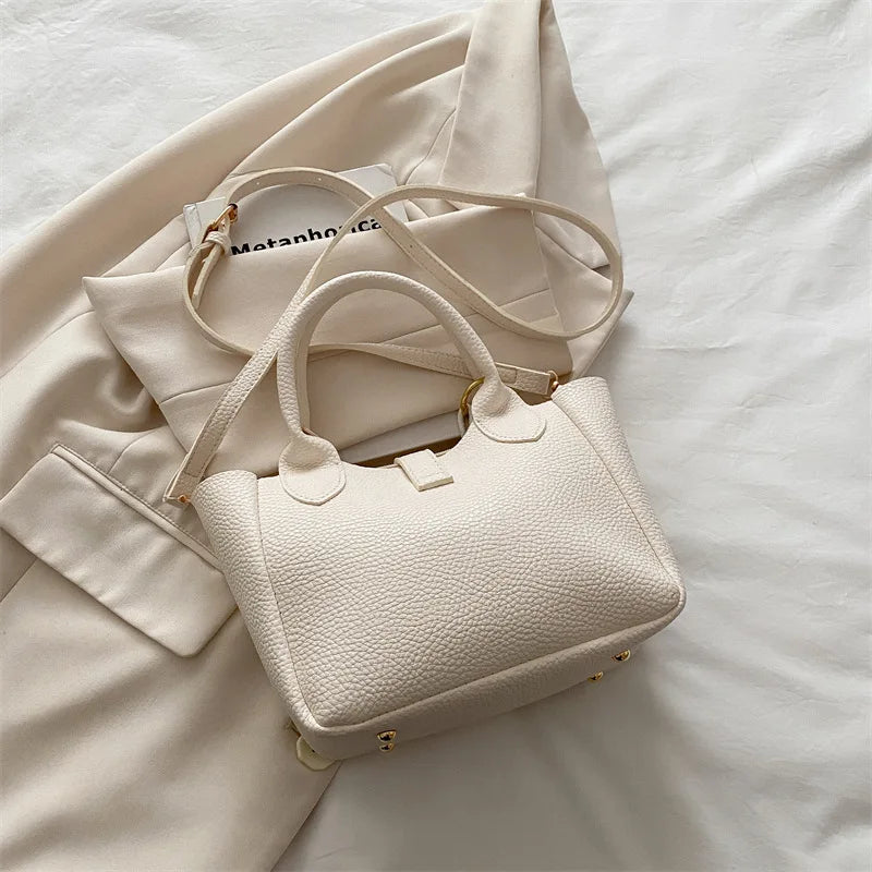 Crossbody Tote Bag with Bear Pendant & Detachable Strap