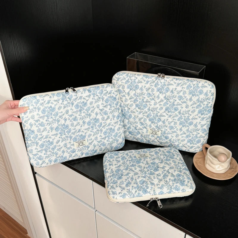 Fashionable Casual Laptop Bag Cute Flowers Print Women Clutches Portable Lightweight Storage School