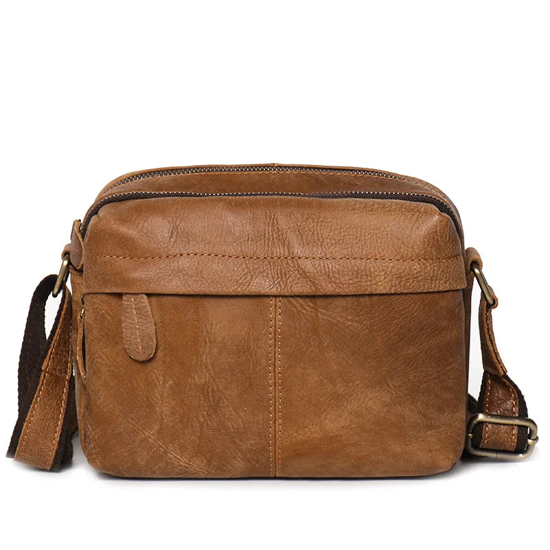 Retro Fashionable Men S Square Cowhide Single-Shoulder Bag Women Genuine Leather Crossbody