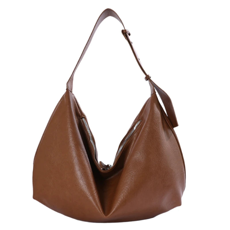 Ladies Vintage Soft Pu Leather Hobo Shoulder Bag Large Capacity Casual Everyday Travel Shopping