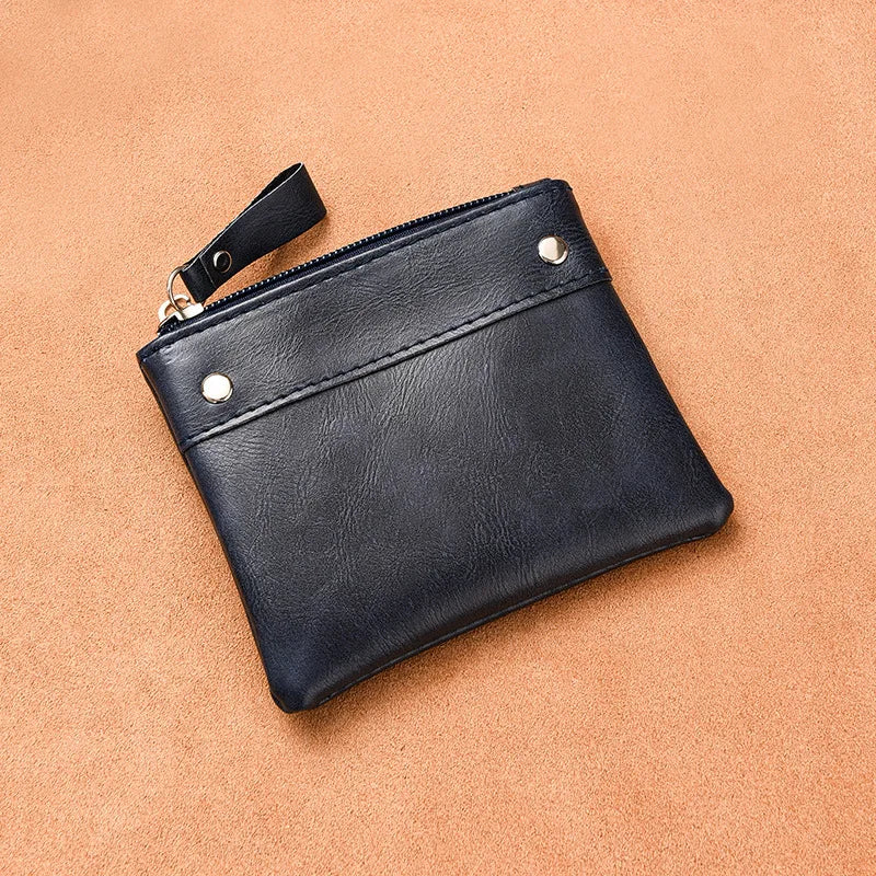 Change Purse Men Short Thin Solid Color Pu Mini Zipper Card Coin