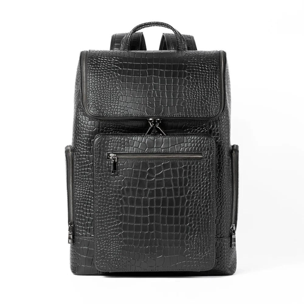 Multi-Pocket Large Capacity 16-Inch Computer Bag Men S Genuine Leather Crocodile Pattern High-End