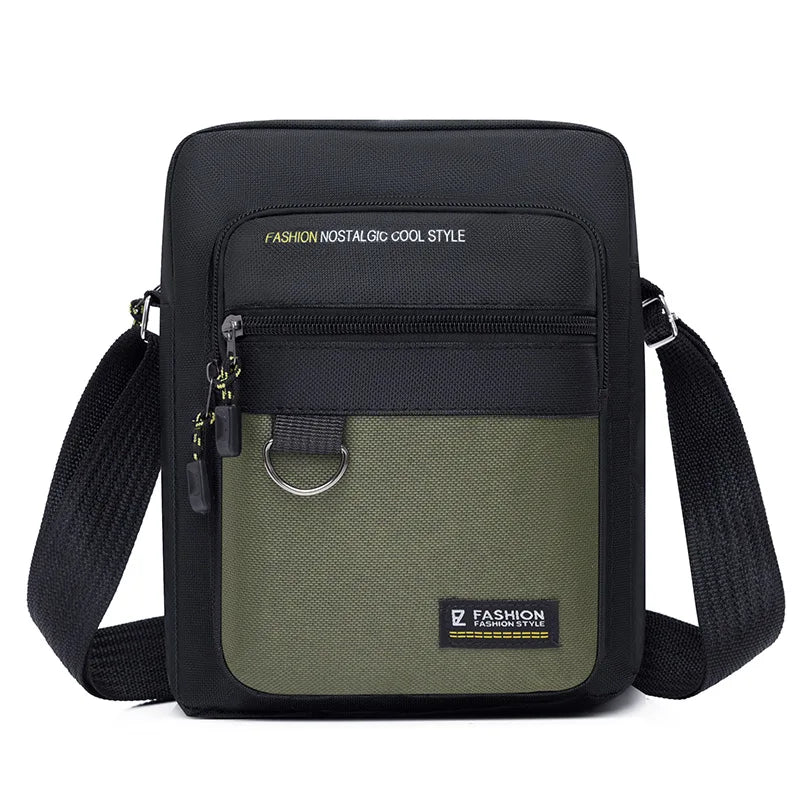 Casual Men S Crossbody Bag Collision Color Multi-Layer Waterproof Oxford Cloth Cashier Large