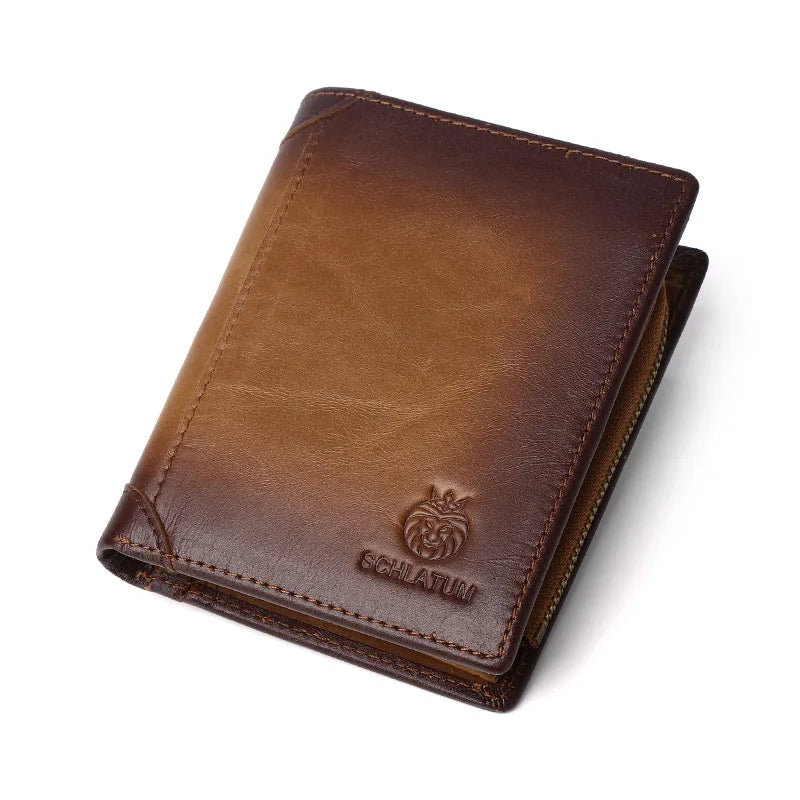 Top Layer Cowhide Anti-Theft Brushed Genuine Leather Wallet Men