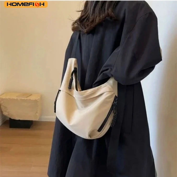Homefish Large Capacity Nylon Women Shoulder Bag Trendy Korean Hobo Crossbody Bag Daily Casual
