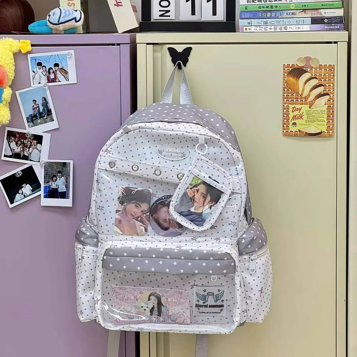 Y2K Star Polka Dot Ita Backpack – Large Capacity DIY Display Schoolbag
