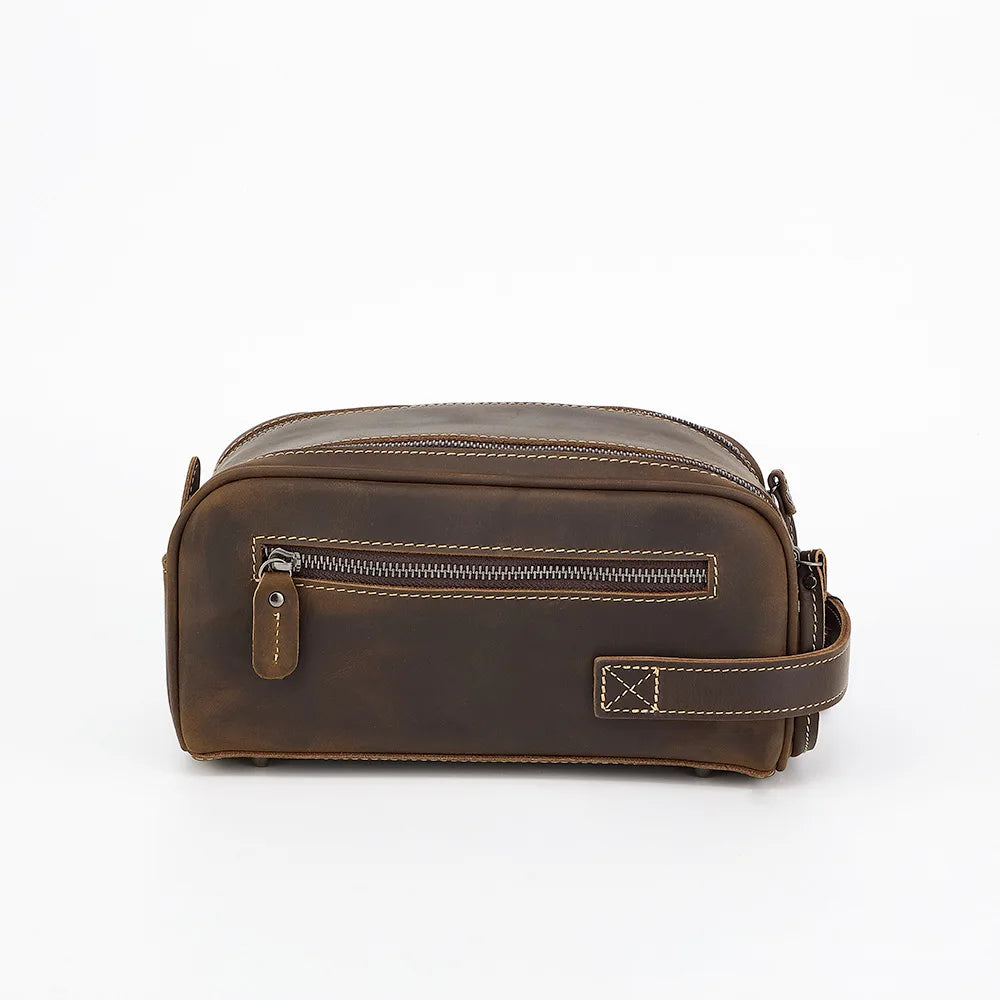 Genuine Leather Toiletries Hand-Held Top-Grain Cowhide Makeup Storage