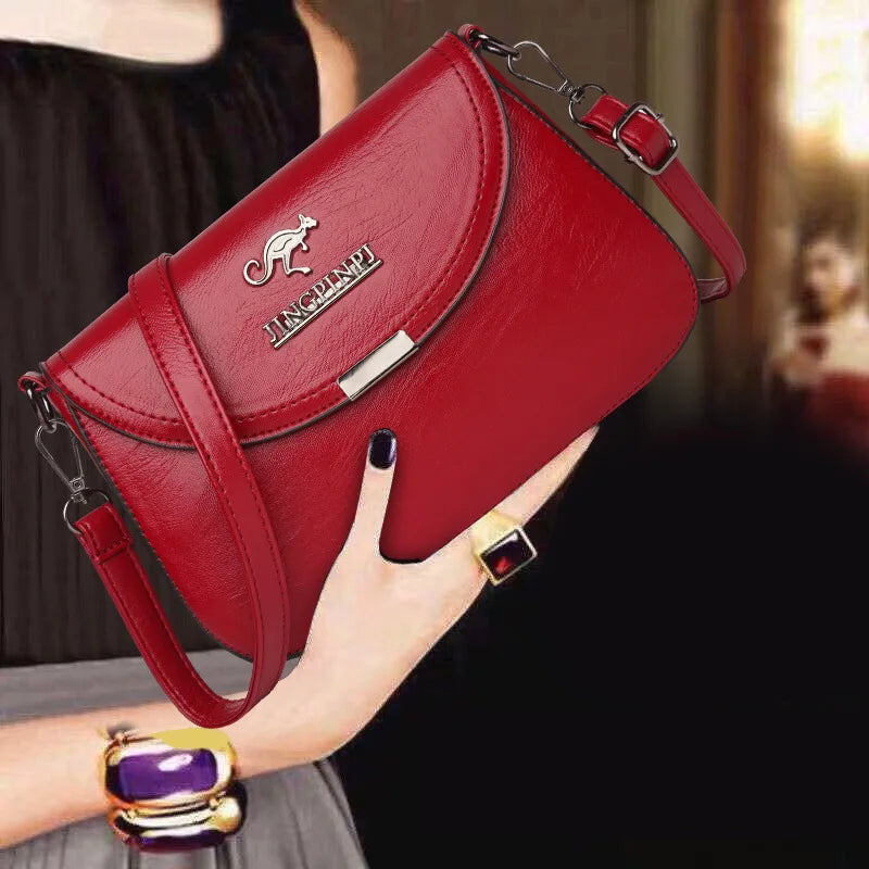 Mini Faux Leather Crossbody Bag with Metal Logo Detail