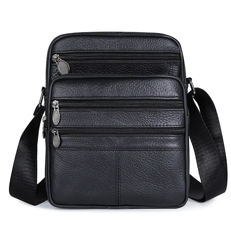 Real Leather Men S Cross-Body Bag Casual All Shoulder Cowhide Backpack Large Capacity Mobile Phone