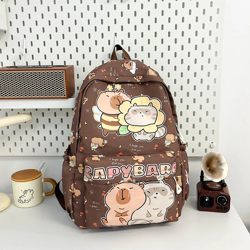 Capybara Large Capacity Waterproof School Backpack for Students