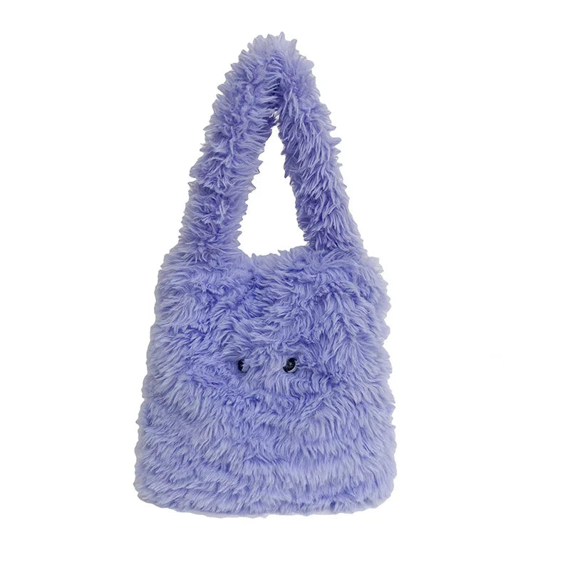 Fluffy Faux Fur Tote Bag Cute Y2K Handbag for Women