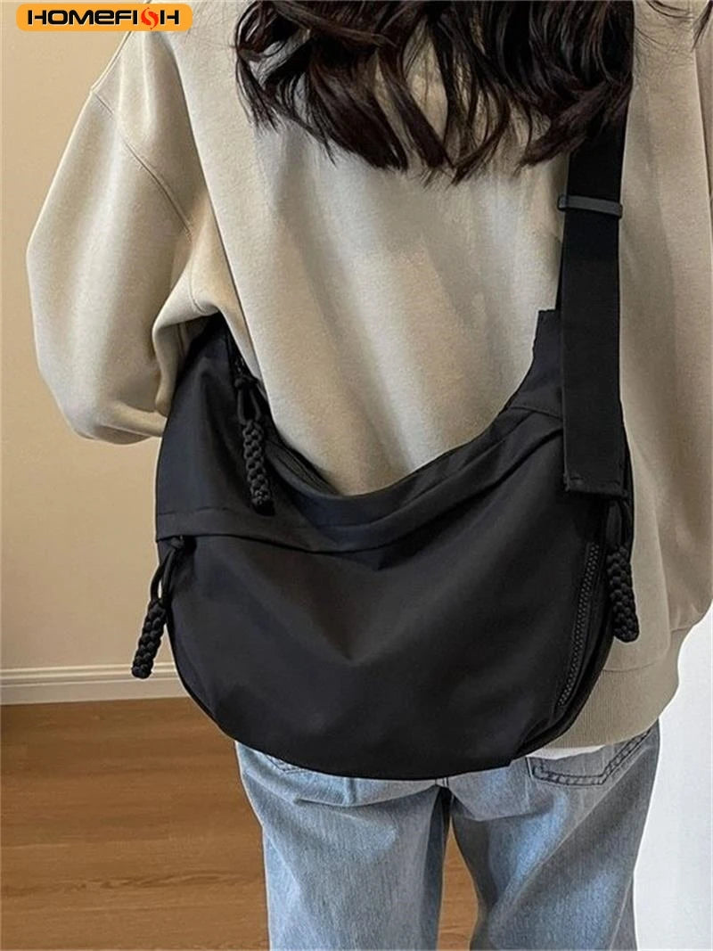 Homefish Large Capacity Casual Nylon Women Shoulder Bag Korean Style Hobos Youth Crossbody