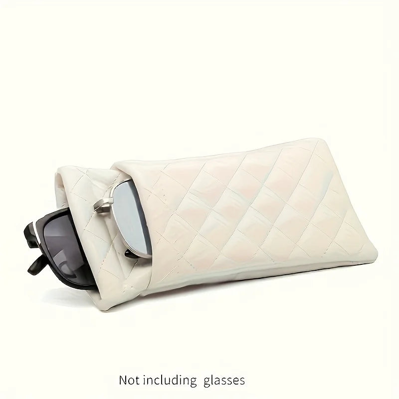Quilted Faux Leather Glasses Case with Auto-Close Snap