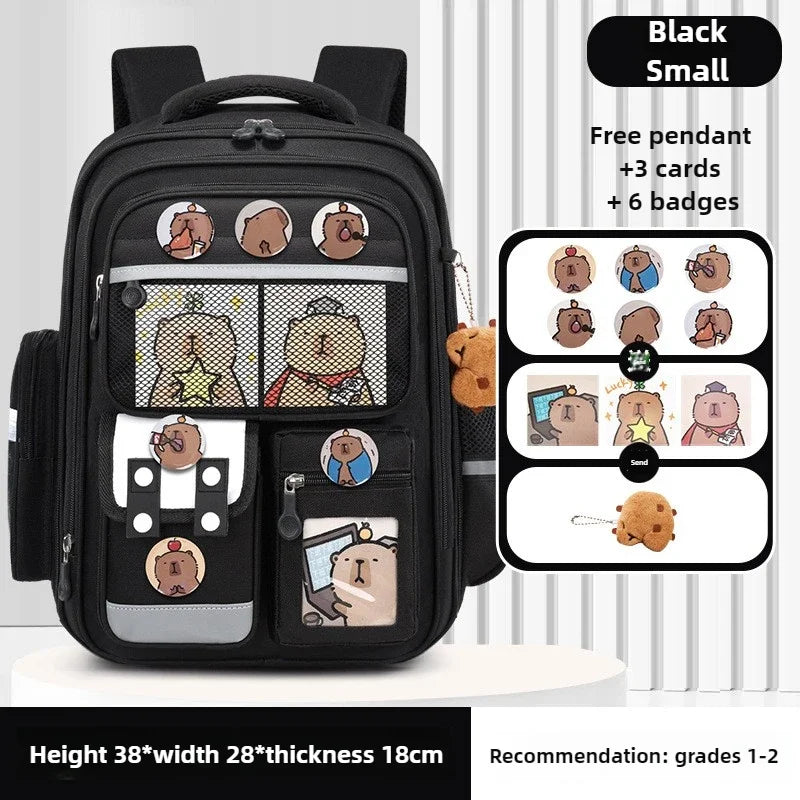 Capybara Children Backpack Waterproof Student Schoolbag Large Capacity Alleviate Burden School Bag