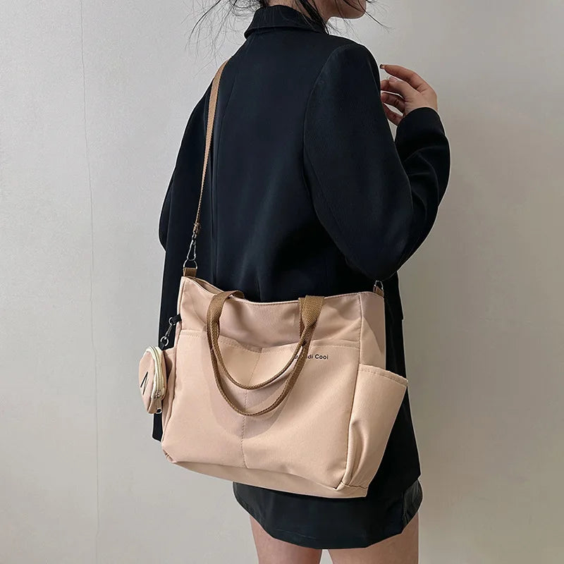 Oxford Tote Bag – Sleek Spacious Handbag with Pocket for Shoulder and Crossbody Wear