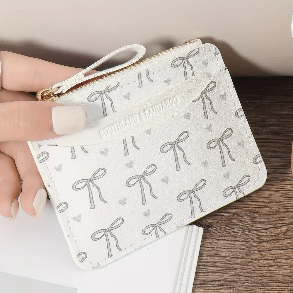 Slim Pvc Card Holder Bow Lightweight Roomy Credit Card Case Coin Purse Women Girls