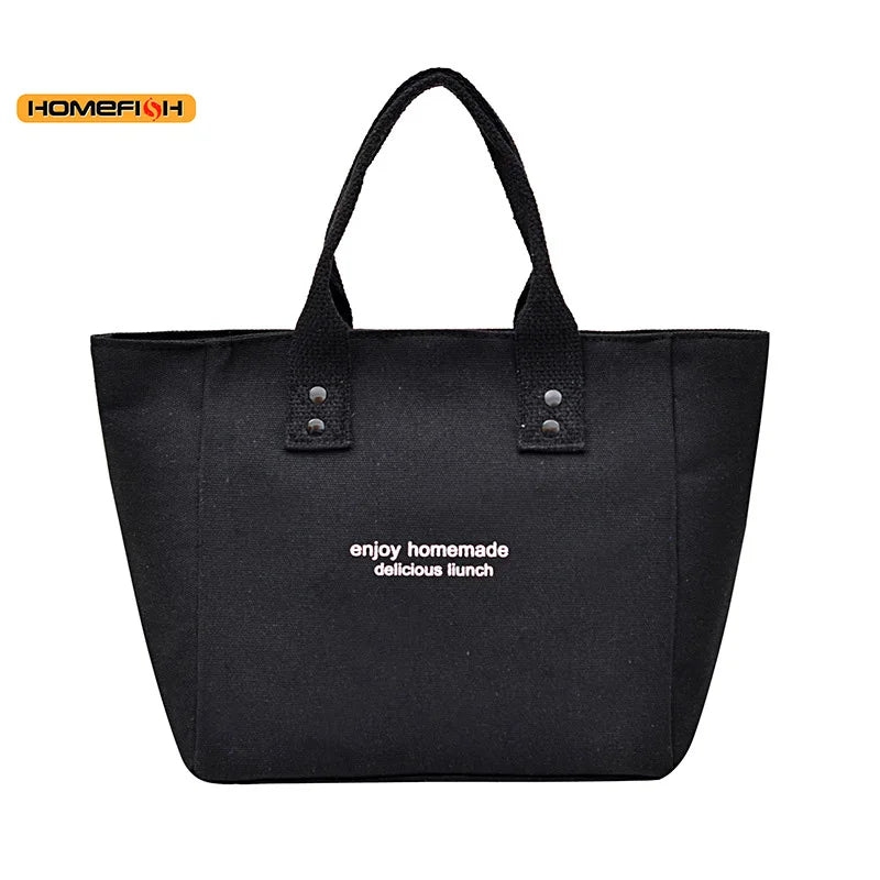 Homefish Classic Solid Canvas Tote Bag Durable Daily Shoulder Handbag Office Work Casual Carry