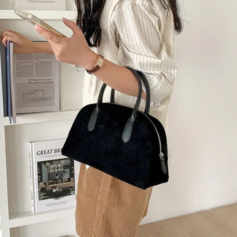 Hand-Held Bowling Bag Women S Retro Handbag Large-Capacity Commuting Pillow Bag