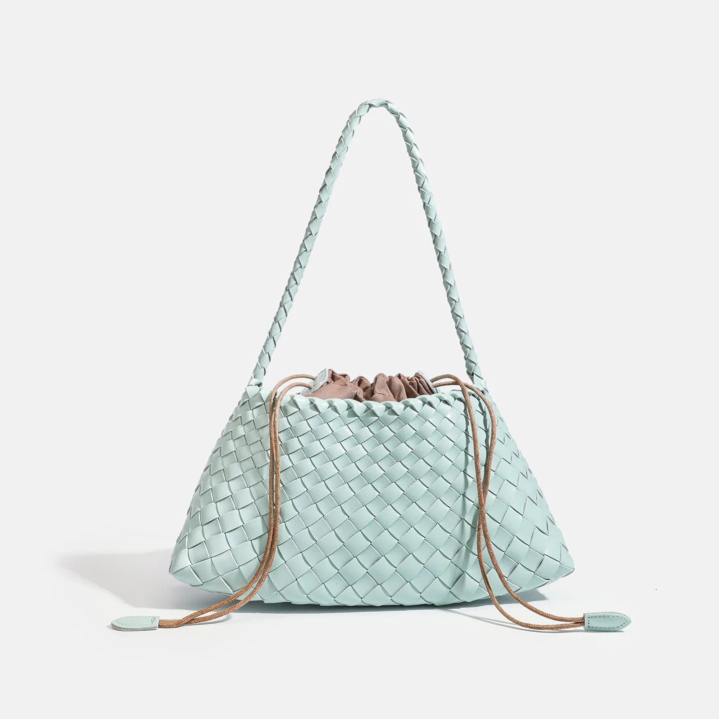 Handmade Intrecciato Woven Shoulder Bag Elegant Drawstring Armpit Hobo - Soft