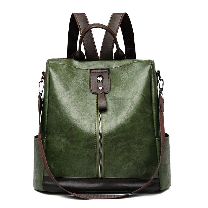 PU Leather Backpack for Women – Convertible Travel & School Bag