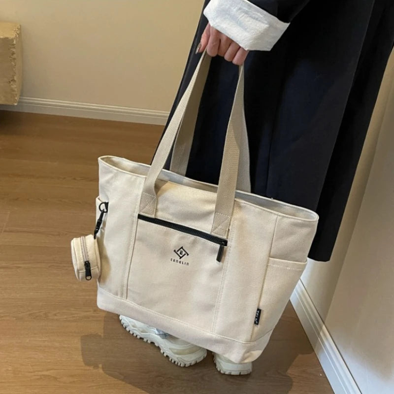 Canvas Tote Bag with Mini Coin Purse – Women’s Shoulder Bag