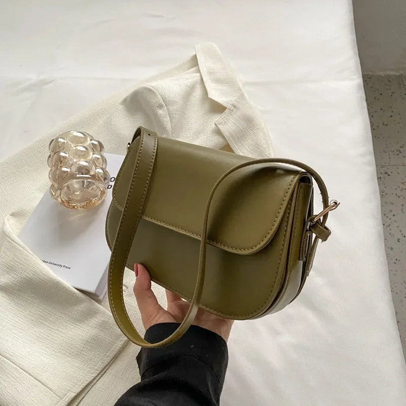 Advanced Texture Retro Small Saddle Bag Women Popular All-Match Messenger Underarm Bags Square Sling