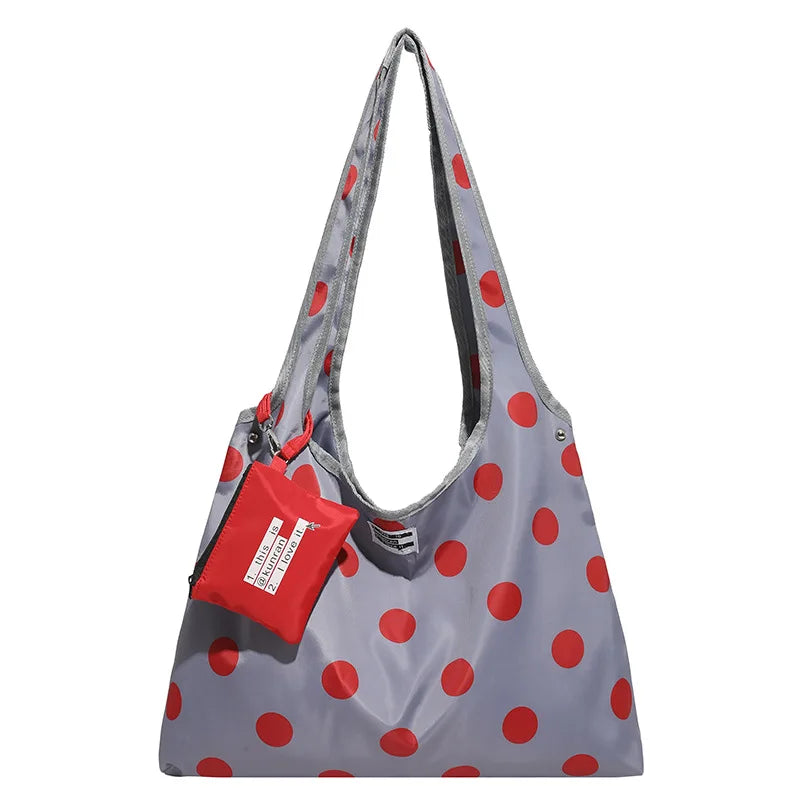 Spring Polka Dot Double-Sided Crossbody Bag Korean Style Large-Capacity Lace-Up Shoulder Bag
