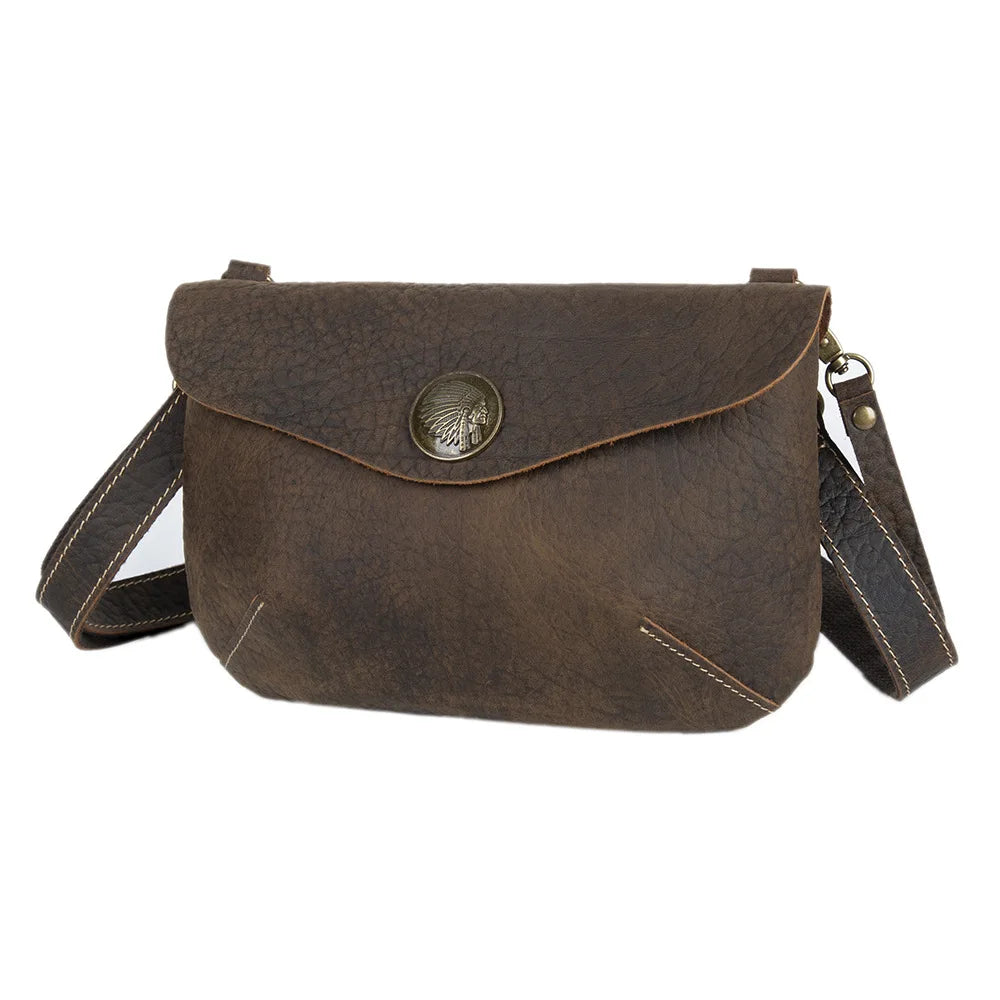 Handcrafted Retro Crazy Horse Leather Single-Shoulder Bag Genuine Leather Multi-Functional Men S