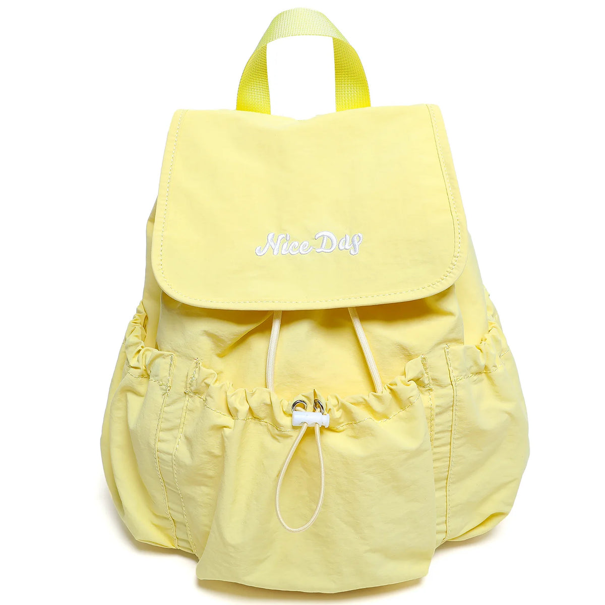 Pull rope clamshell student schoolbag Lightweight nylon cloth waterproof travel ladies backpack