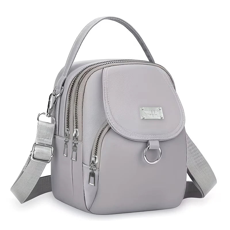Solid Tone Lightweight Nylon Bag Detachable Wide Shoulder Strap