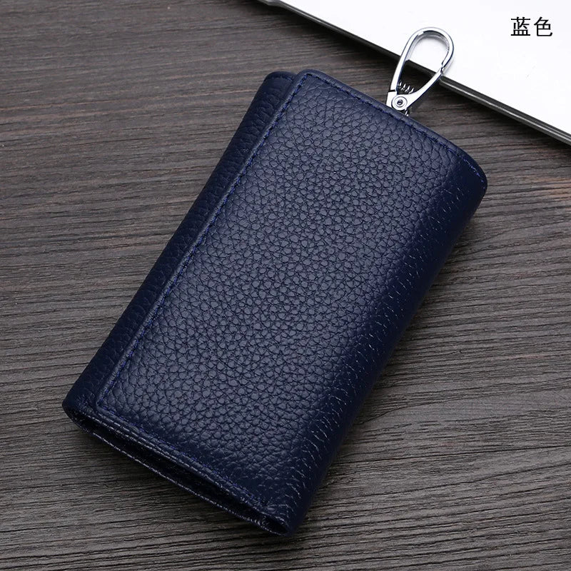 Leather Key Case Multi-Functional Three-Fold Wallet Men Women