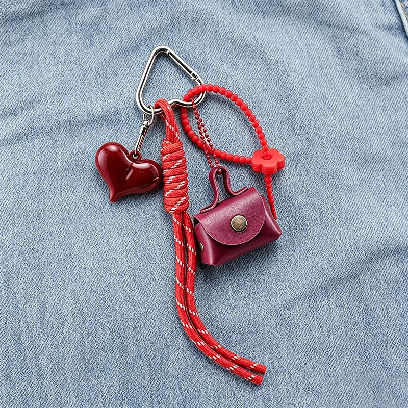 Maillard Braid Rope Pendant Exquisite Leather Mini Bag Charm Women Luxury Key Chain Mobile Phone