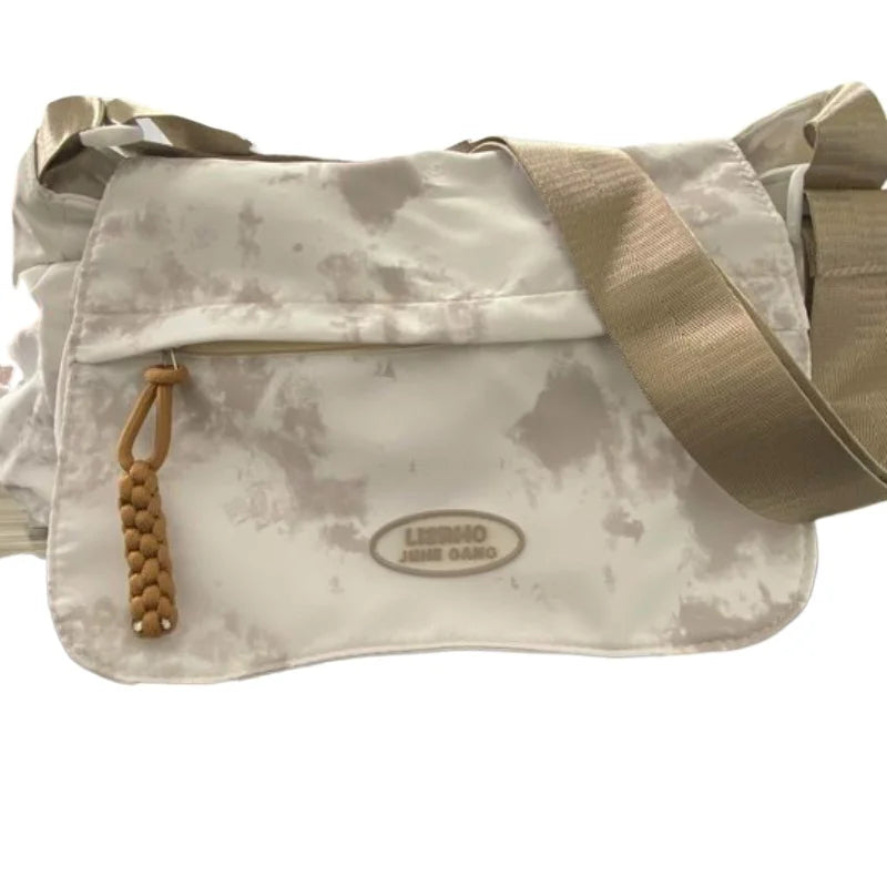 Fashionable Trendy Canvas Color Blocked Mailman Bag Large Capacity Campus Student Trendy Work