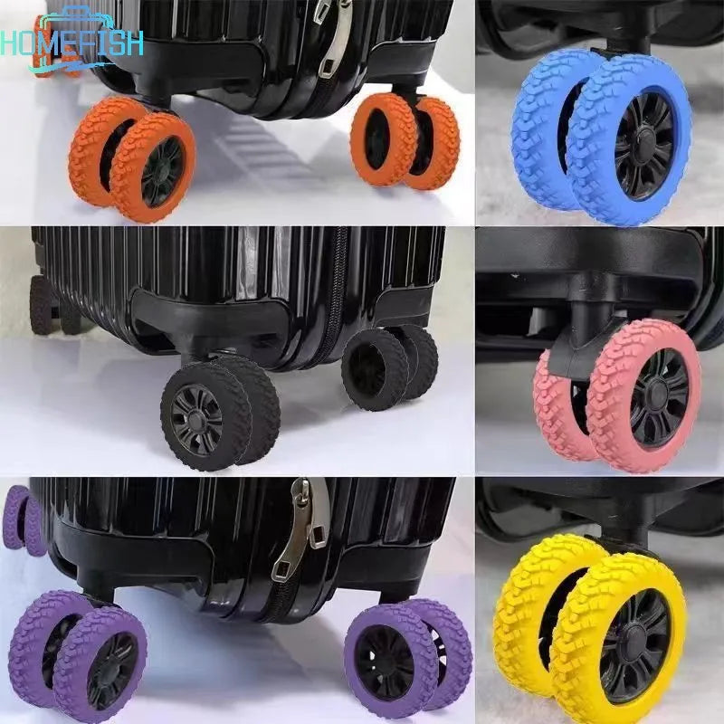 Homefish 8pcs Universal Luggage Suitcase Wheels Silicone Wear Resistant Trolleys Case Caster
