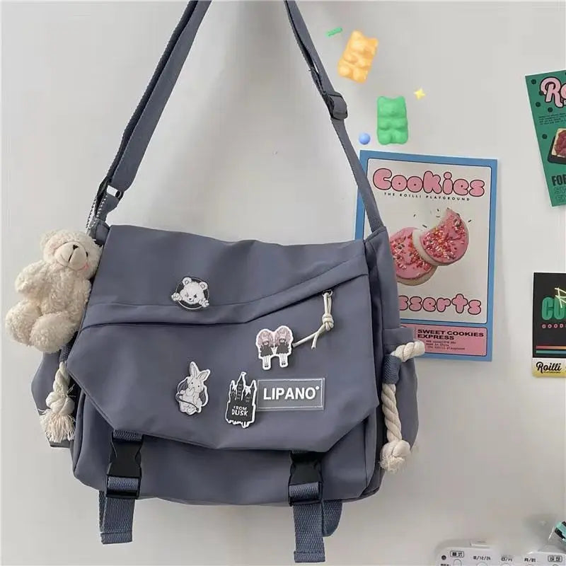 Canvas Crossbody Messenger Bag – Cute Casual Shoulder Bag for Women