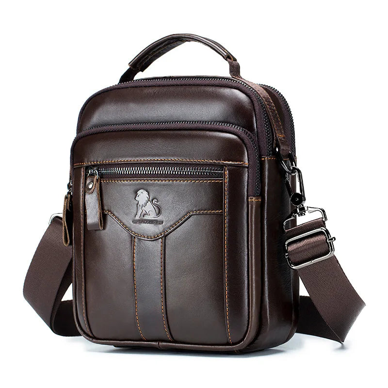 Men S Crossbody Bag Waterproof Retro Head Layer Cowhine Large Capacity Business Hand Lading Shoulder