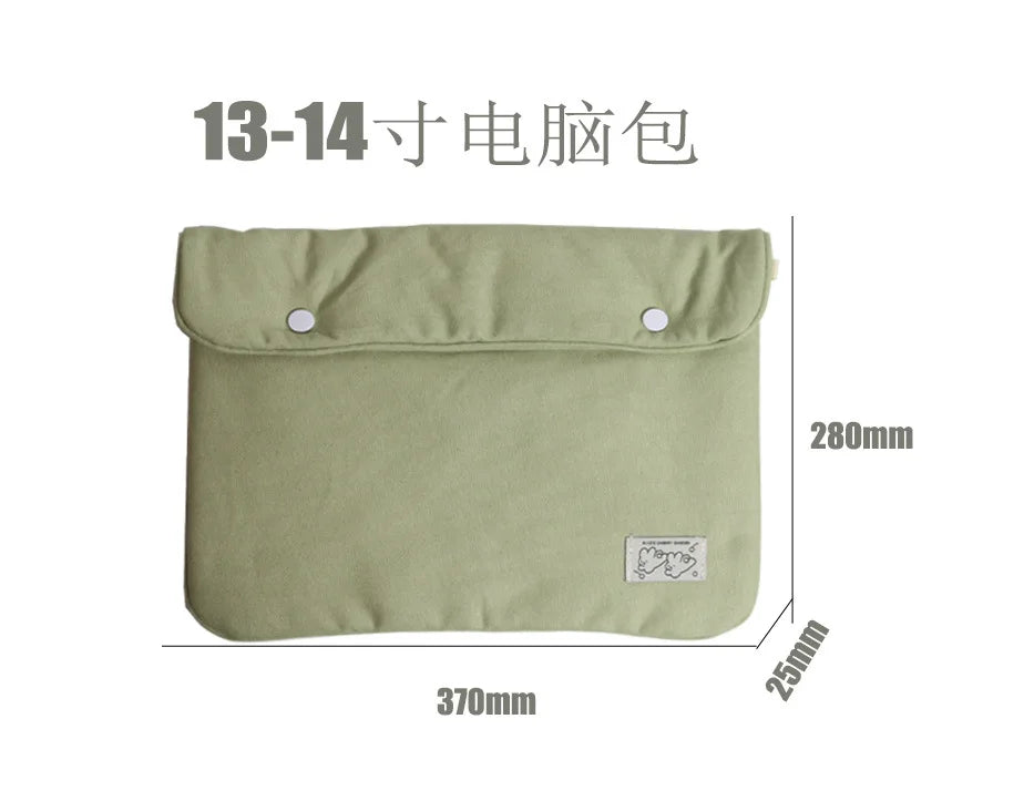 Solid Color Simple Student Storage Large Capacity Canvas Computer Female 14 13 Pro411 Ipad Tablet
