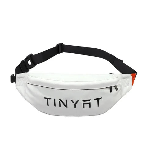 Tinyat Men S Letter Printed Waist Bag Three Pockets Capacity Waterproof Crossbody Sports Cycling