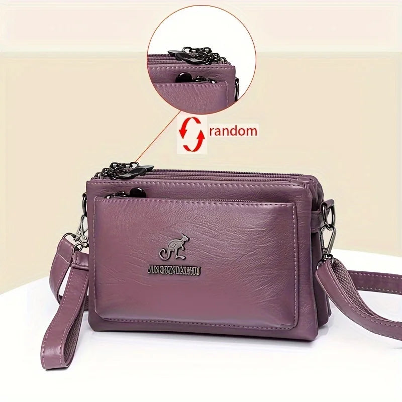 Faux Leather Crossbody Bag for Women – Waterproof Multi-Pocket Shoulder Bag