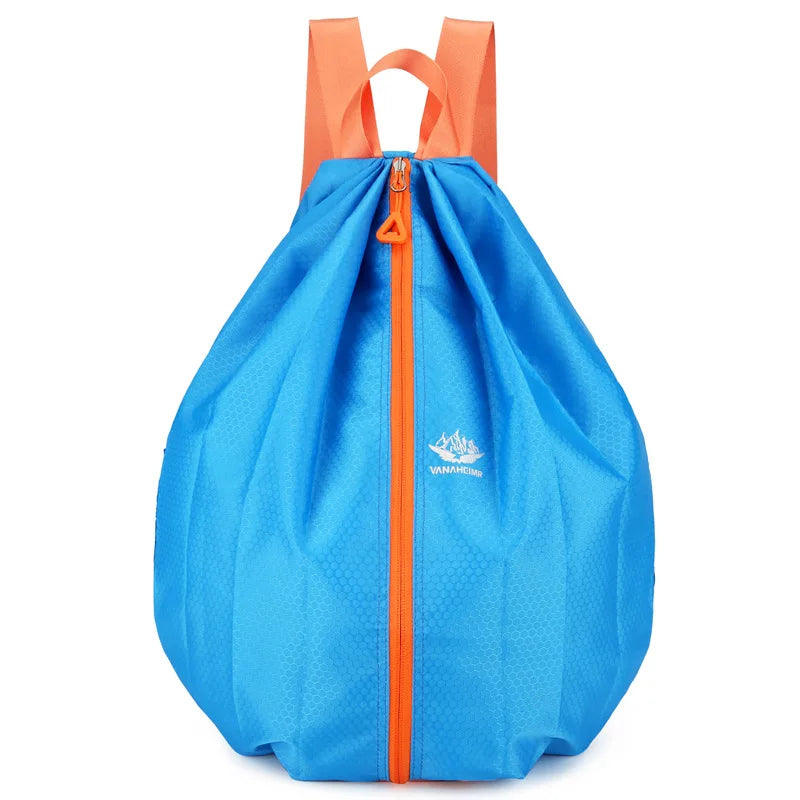 Folding Shoulder Sports Backpack Middle Zipper Outdoor Travel Portable Anti-Spill
