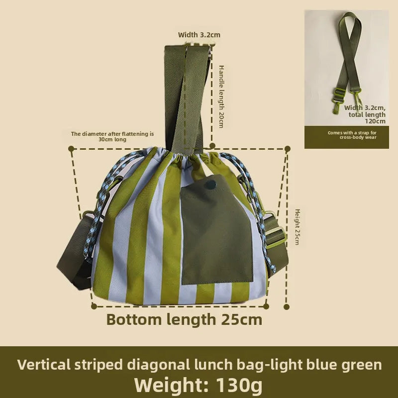Japanese Korean Style Insulated Lunch Bag Large Capacity Adjustable Shoulder Strap External Pocket