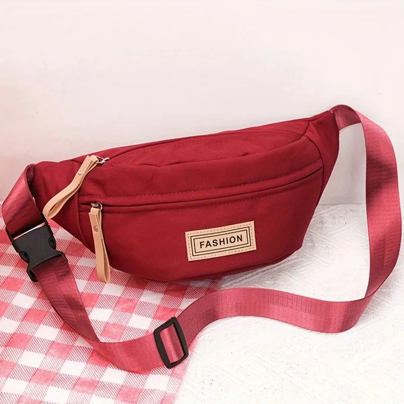 All-Purpose Canvas Waist Bag Women Casual Multi-Pocket Fanny Pack Adjustable Strap Chest Sports