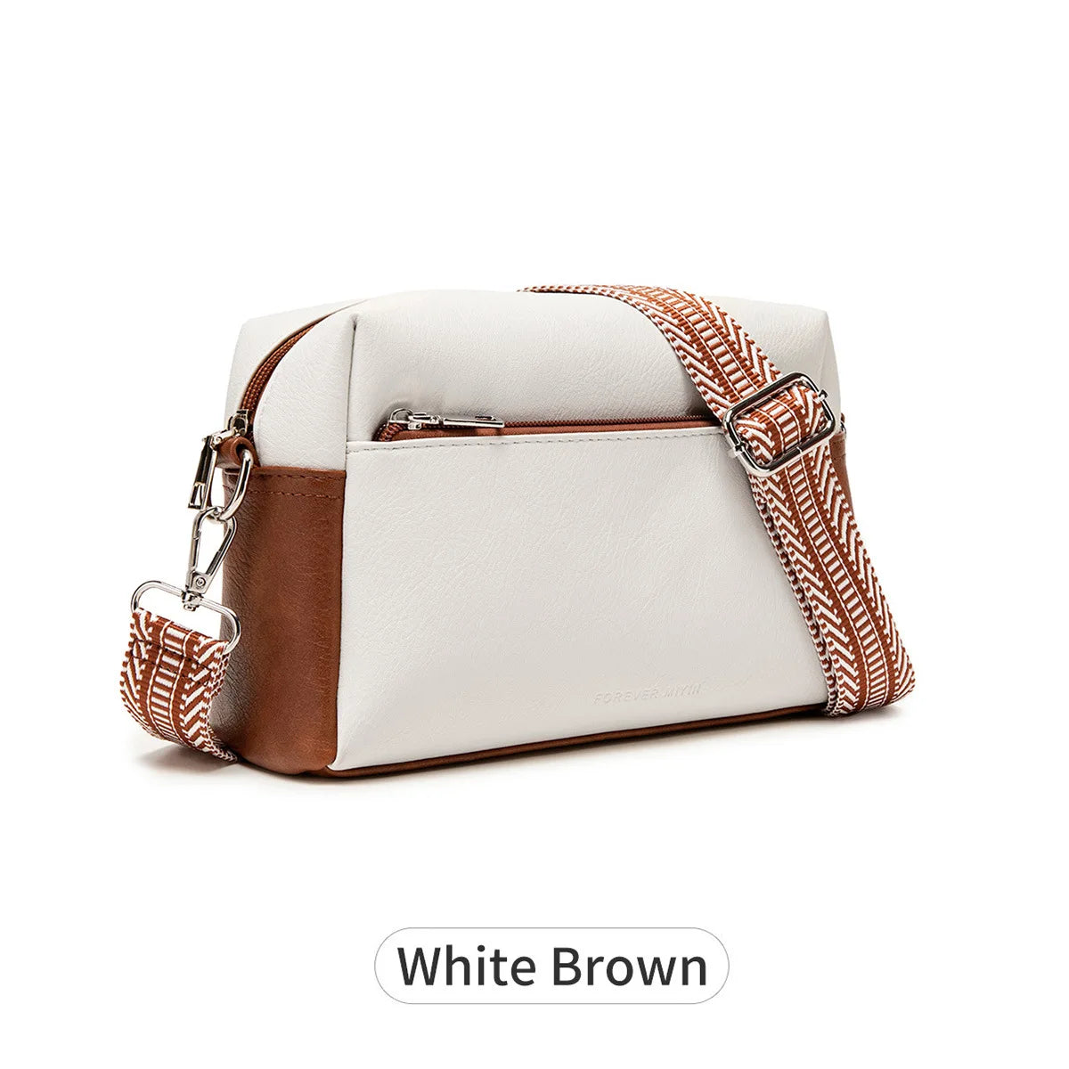 Retro Casual Soft Leather Color Contrast Widened Shoulder Belt Diagonal Cross Bag All Women - Soft